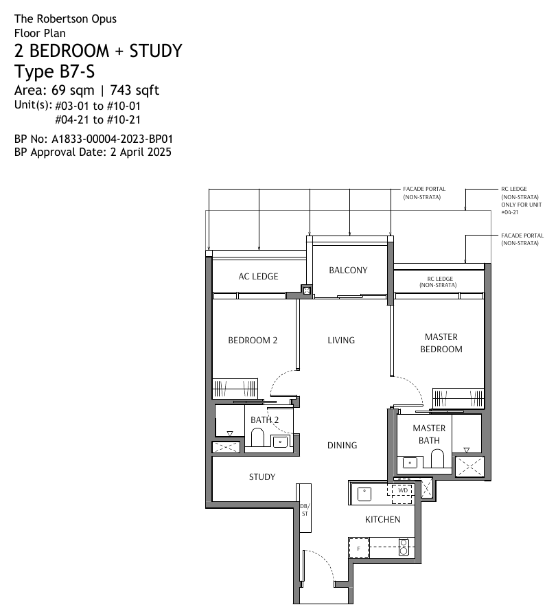 Type B7-S · 2-Bedroom + Study