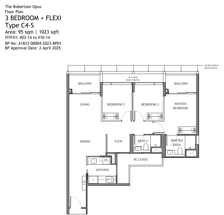 Type C4-S · 3-Bedroom + Flexi
