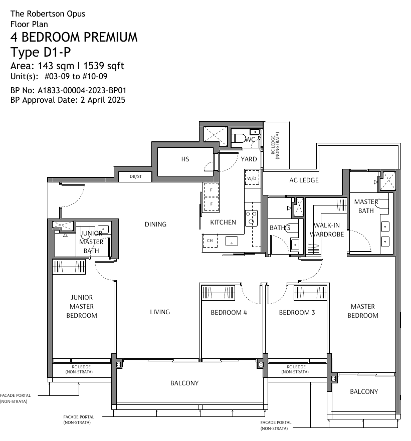 Type D1-P · 4-Bedroom Premium